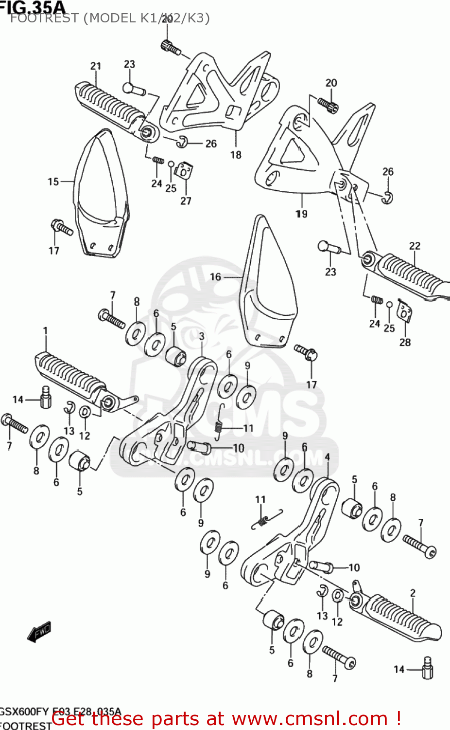FOOTREST (MODEL K1/K2/K3) GSX600F KATANA 2000 (Y) USA (E03)