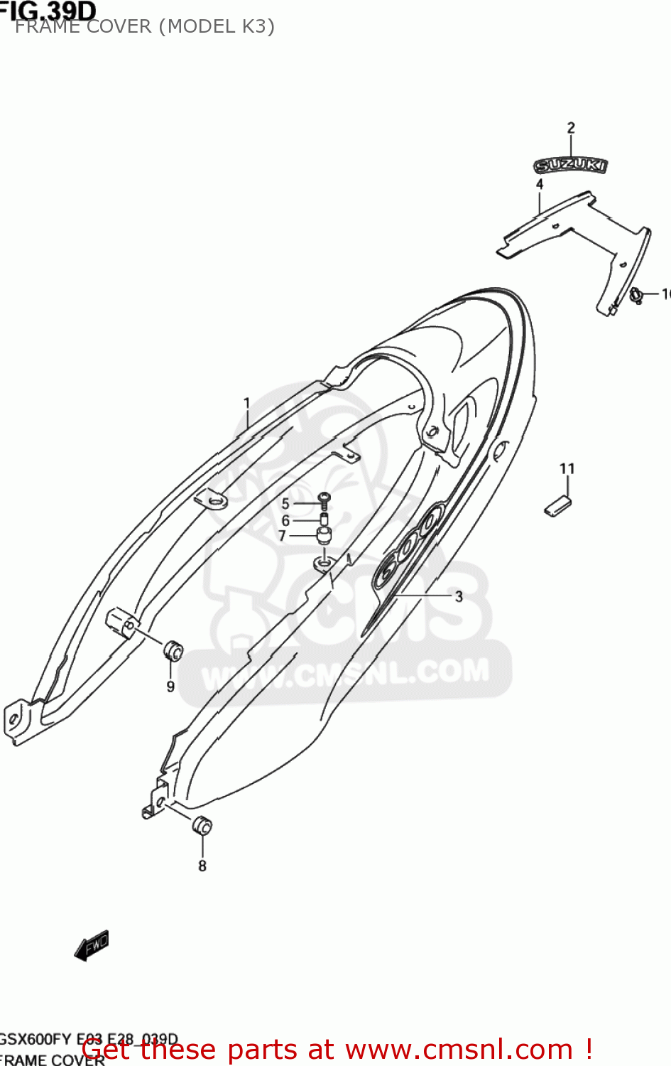 FRAME COVER (MODEL K3) GSX600F KATANA 2000 (Y) USA (E03)