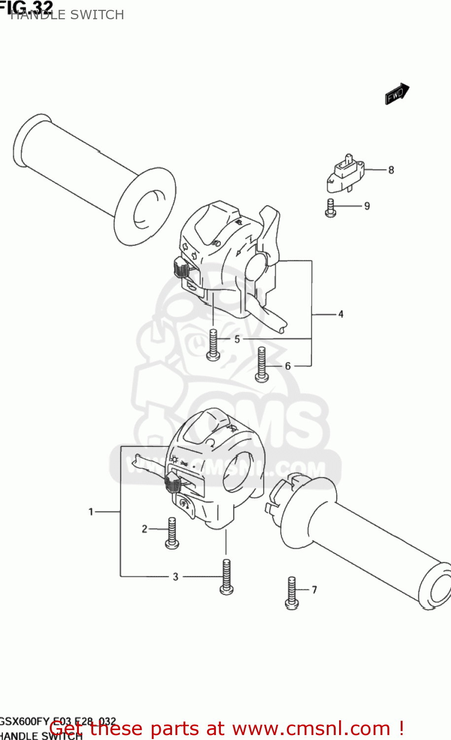 HANDLE SWITCH GSX600F KATANA 2000 (Y) USA (E03)
