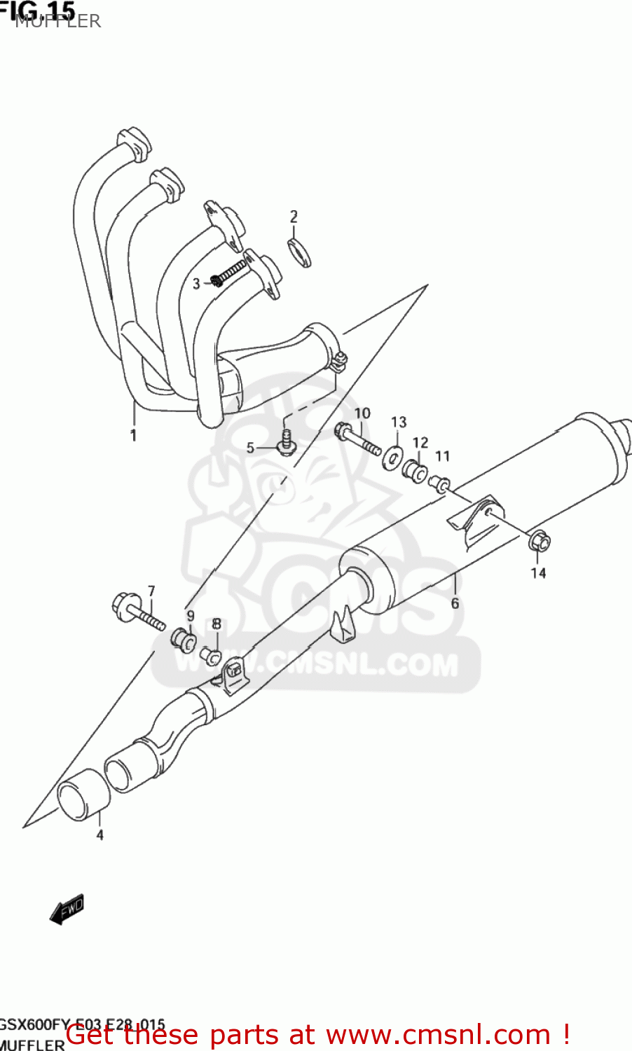 MUFFLER GSX600F KATANA 2000 (Y) USA (E03)