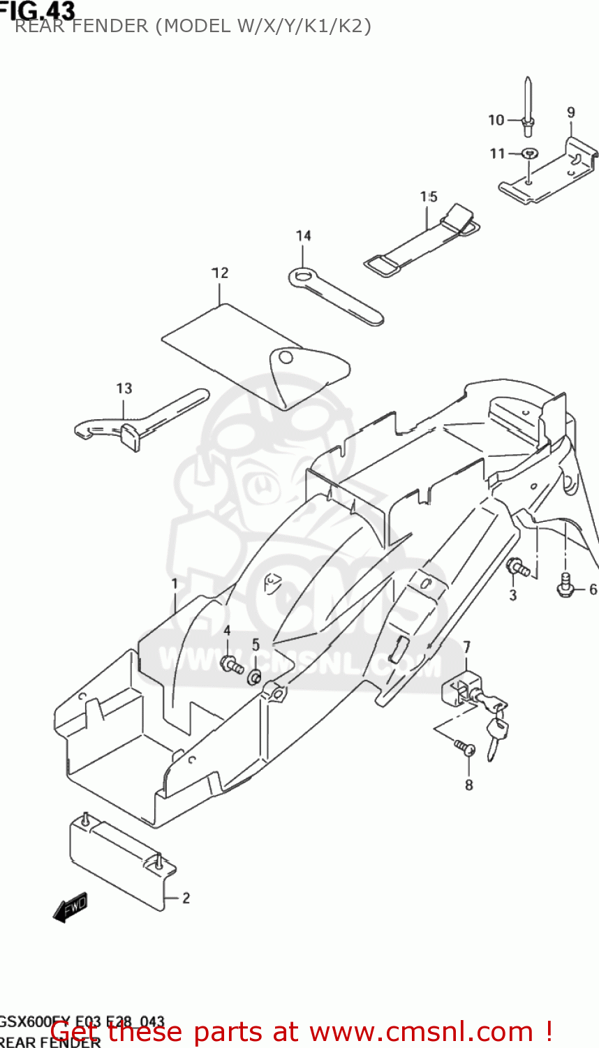 REAR FENDER (MODEL W/X/Y/K1/K2) GSX600F KATANA 2000 (Y) USA (E03)