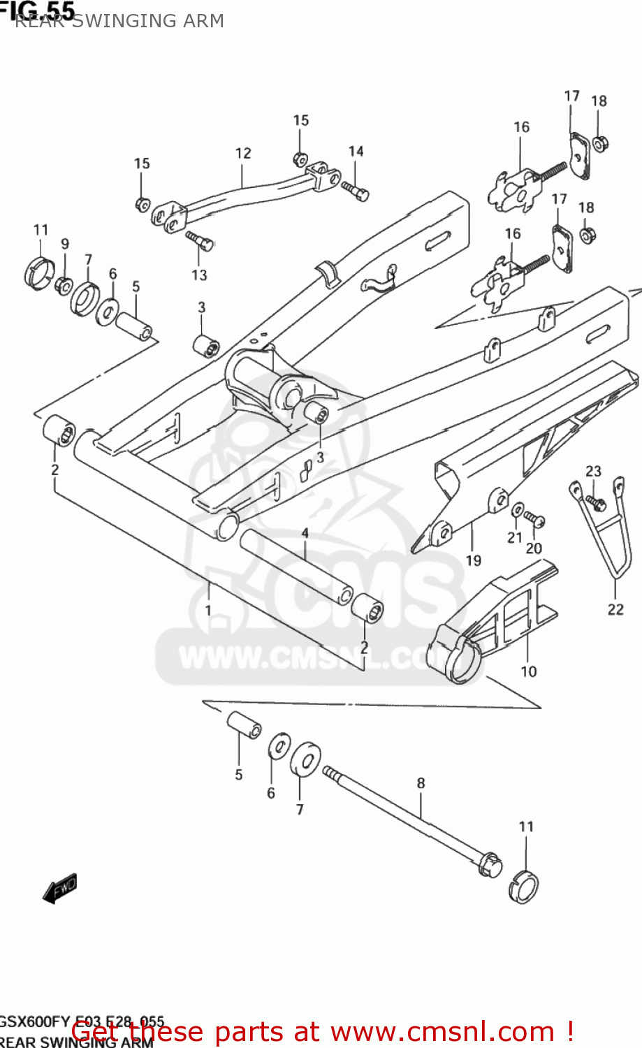 REAR SWINGING ARM GSX600F KATANA 2000 (Y) USA (E03)