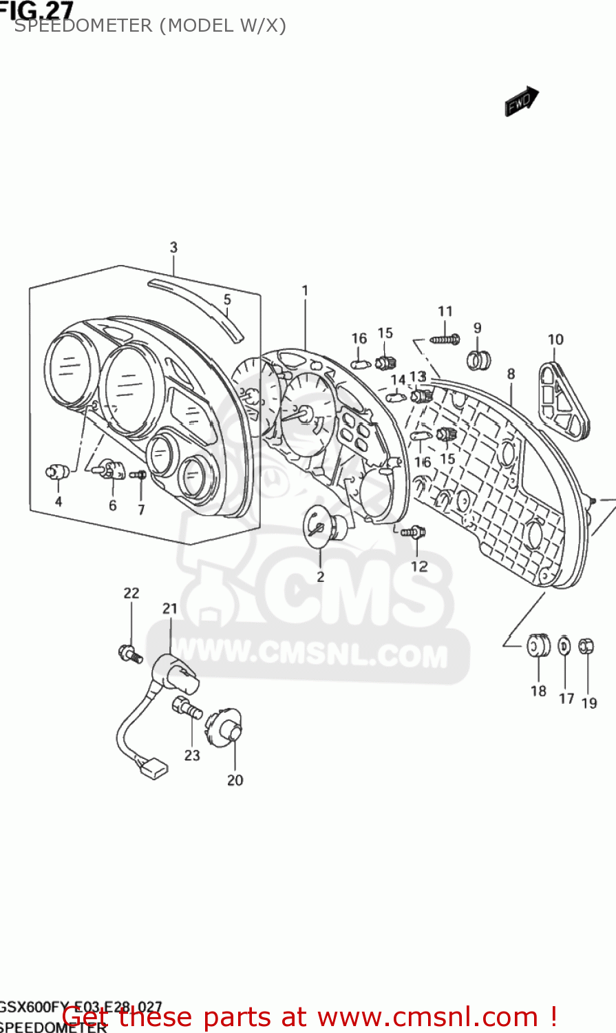 SPEEDOMETER (MODEL W/X) GSX600F KATANA 2000 (Y) USA (E03)