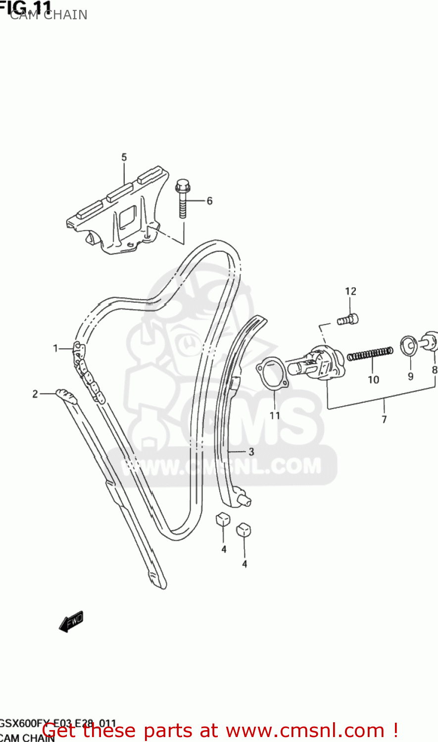 CAM CHAIN GSX600F KATANA 2001 (K1) USA (E03)