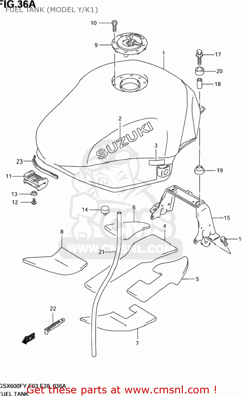 FUEL TANK (MODEL Y/K1) GSX600F KATANA 2001 (K1) USA (E03)