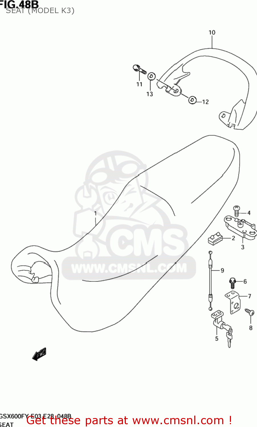 SEAT (MODEL K3) GSX600F KATANA 2001 (K1) USA (E03)