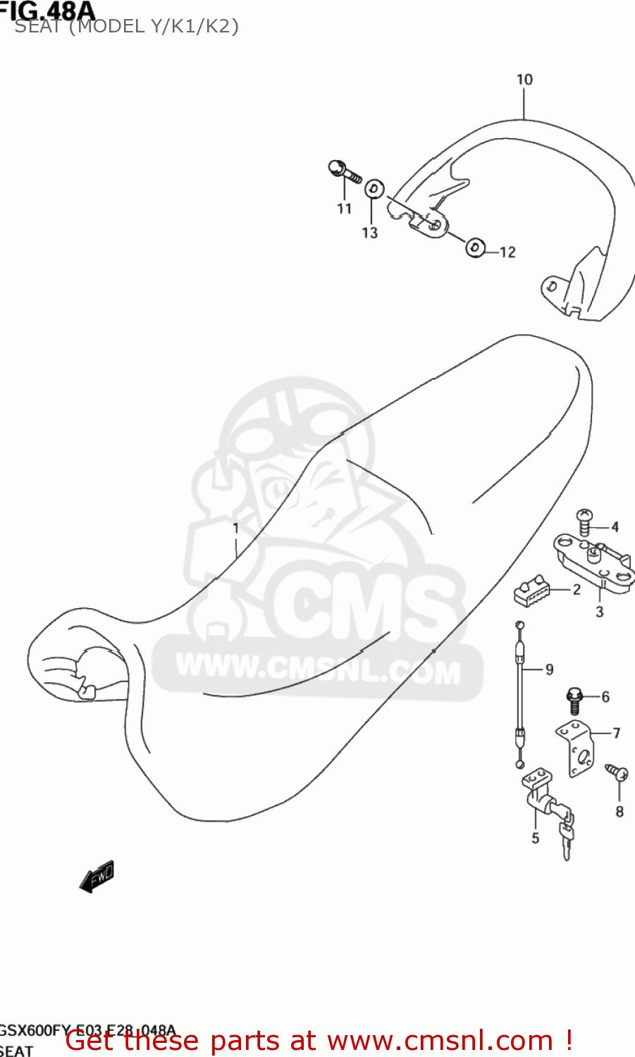 SEAT (MODEL Y/K1/K2) GSX600F KATANA 2001 (K1) USA (E03)