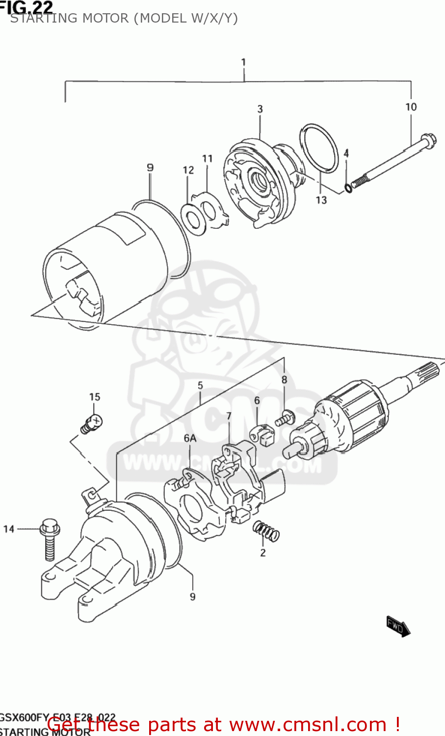 STARTING MOTOR (MODEL W/X/Y) GSX600F KATANA 2001 (K1) USA (E03)