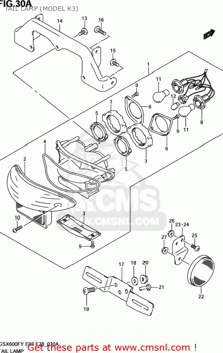 TAIL LAMP (MODEL K3) GSX600F KATANA 2001 (K1) USA (E03)