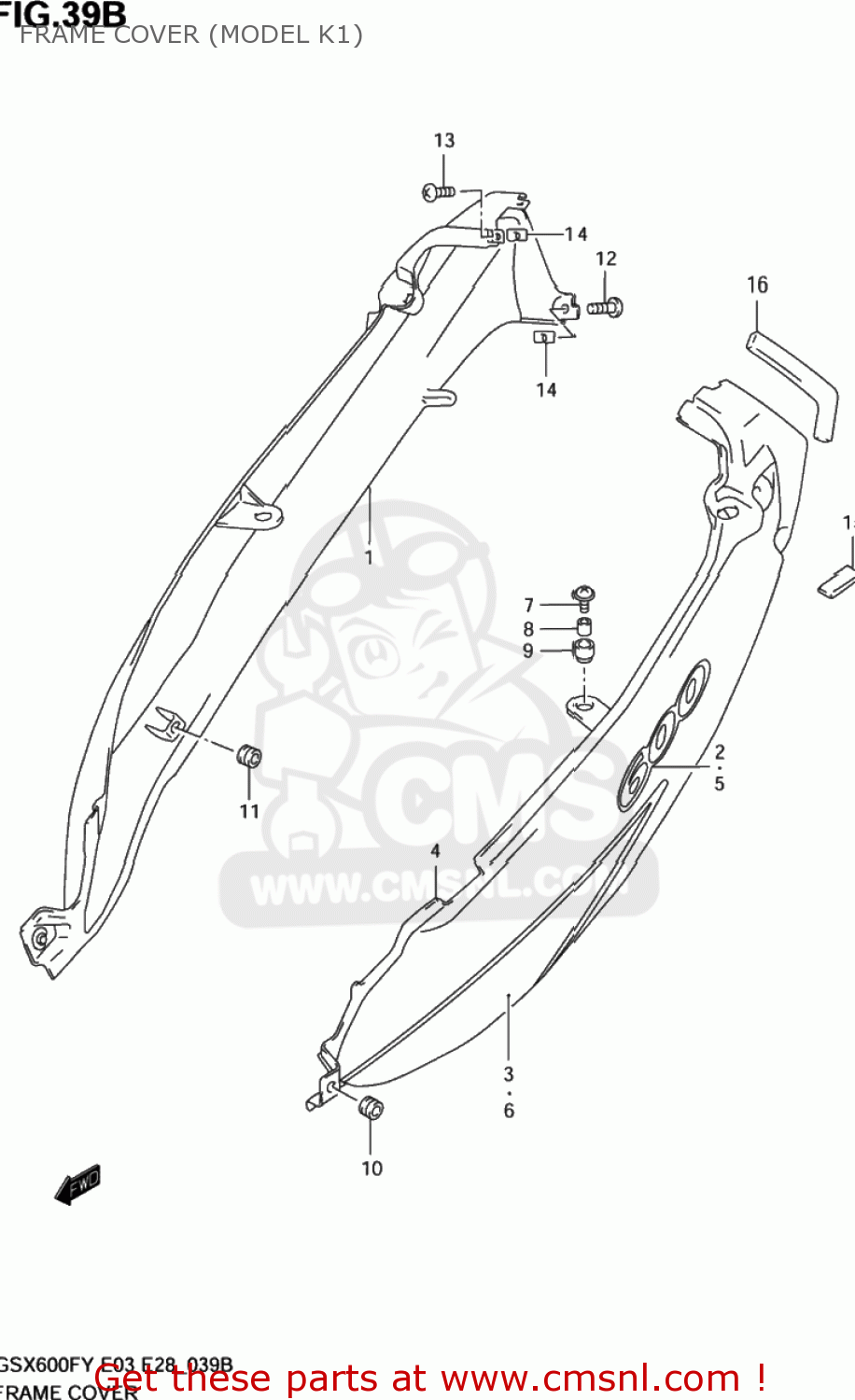 FRAME COVER (MODEL K1) GSX600F KATANA 2002 (K2) USA (E03)