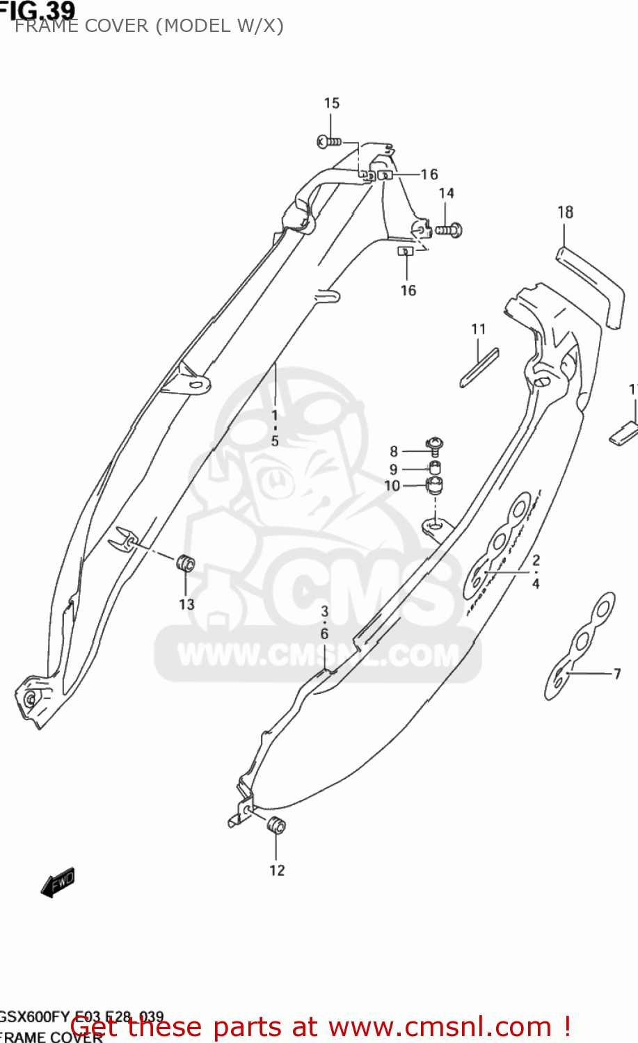 FRAME COVER (MODEL W/X) GSX600F KATANA 2002 (K2) USA (E03)