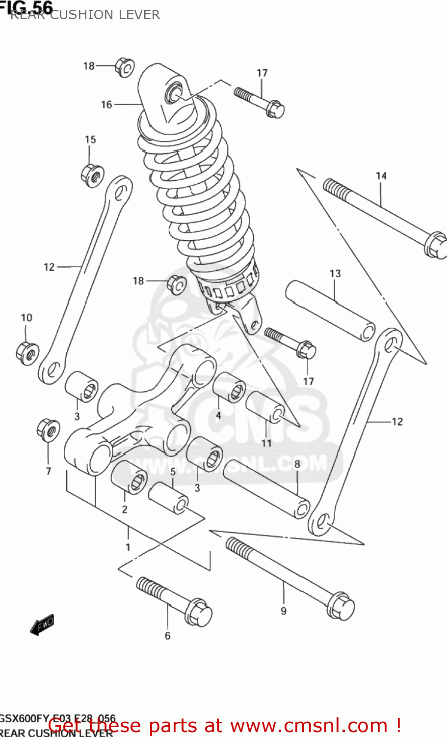 REAR CUSHION LEVER GSX600F KATANA 2002 (K2) USA (E03)