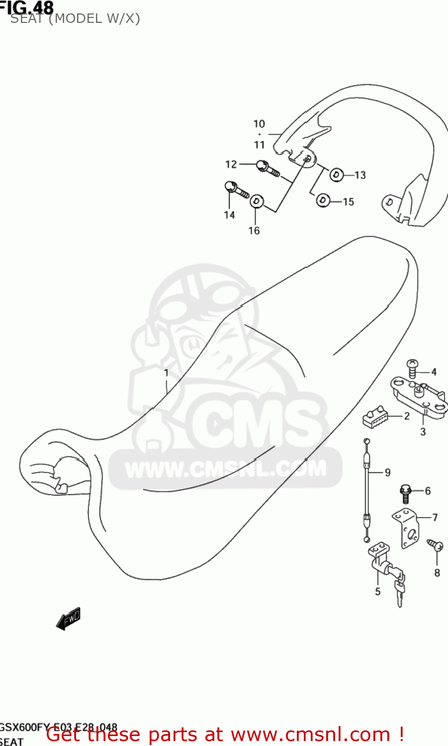 SEAT (MODEL W/X) GSX600F KATANA 2002 (K2) USA (E03)