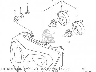HEADLAMP (MODEL W/X/Y/K1/K2) - GSX600F KATANA 2002 (K2) USA (E03)