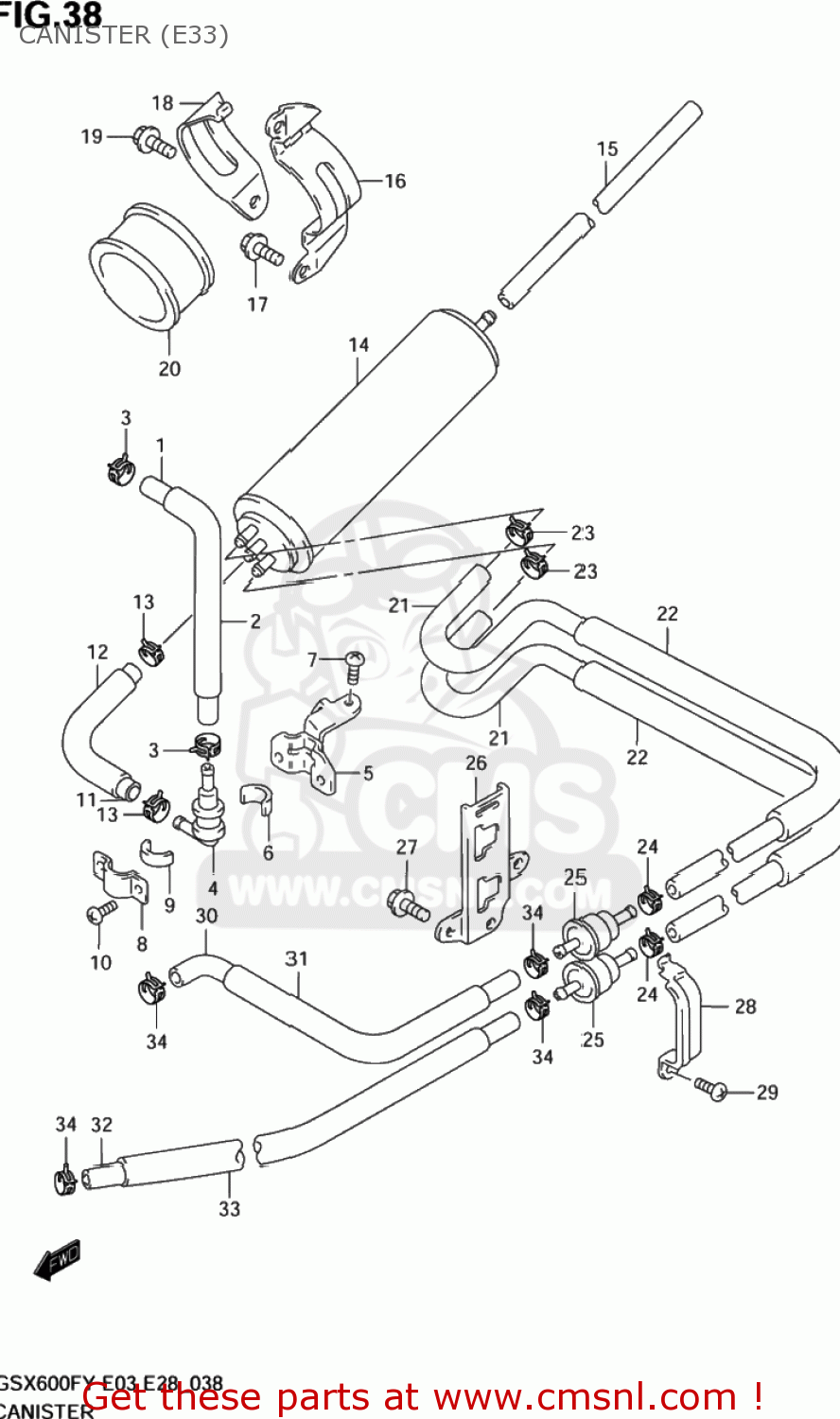CANISTER (E33) GSX600F KATANA 2003 (K3) USA (E03)