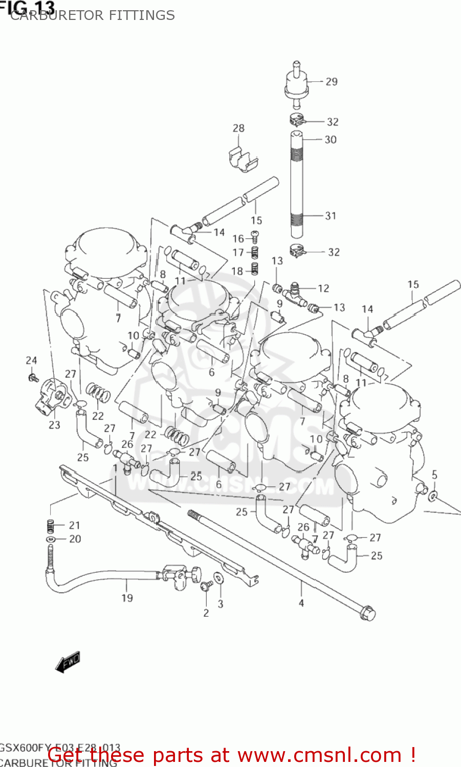 CARBURETOR FITTINGS GSX600F KATANA 2003 (K3) USA (E03)