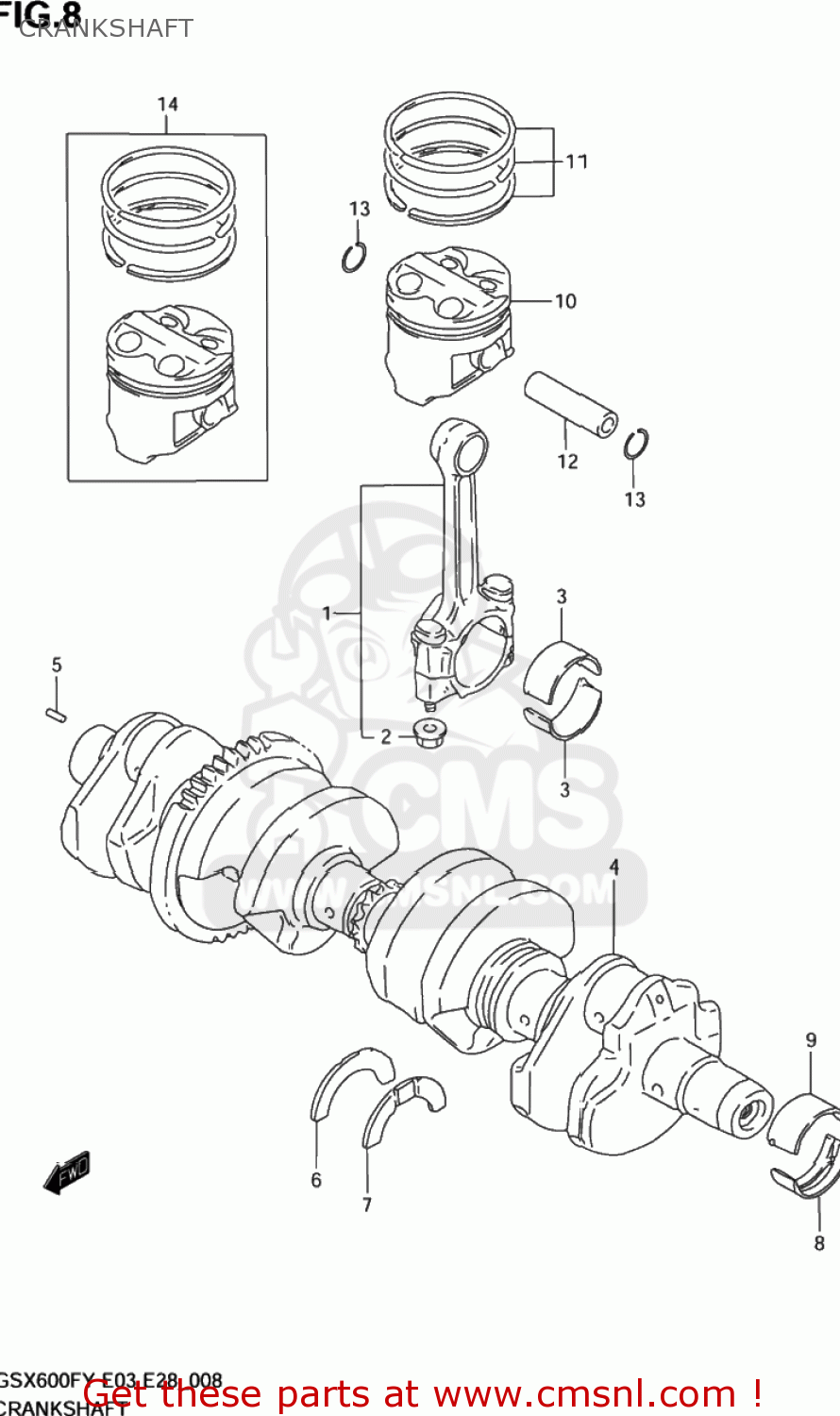CRANKSHAFT GSX600F KATANA 2003 (K3) USA (E03)
