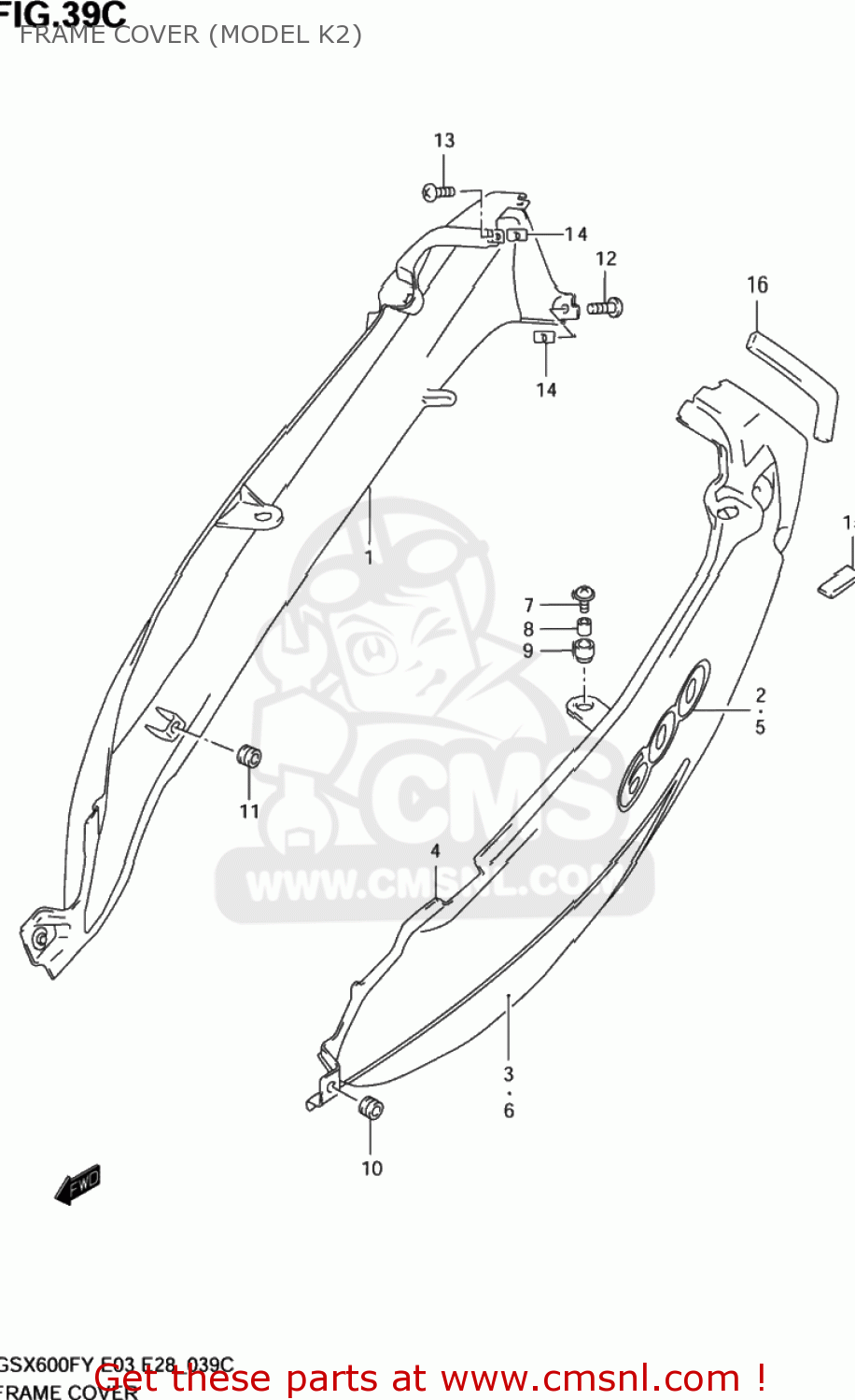 FRAME COVER (MODEL K2) GSX600F KATANA 2003 (K3) USA (E03)