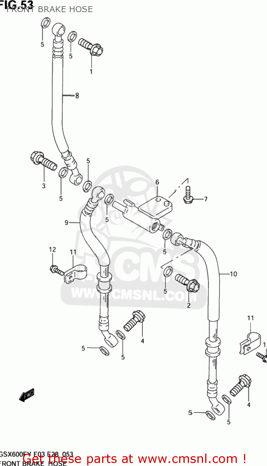 FRONT BRAKE HOSE GSX600F KATANA 2003 (K3) USA (E03)