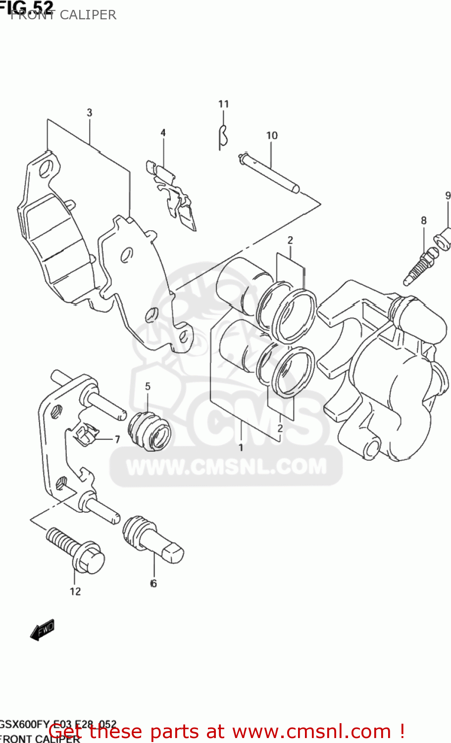 FRONT CALIPER GSX600F KATANA 2003 (K3) USA (E03)