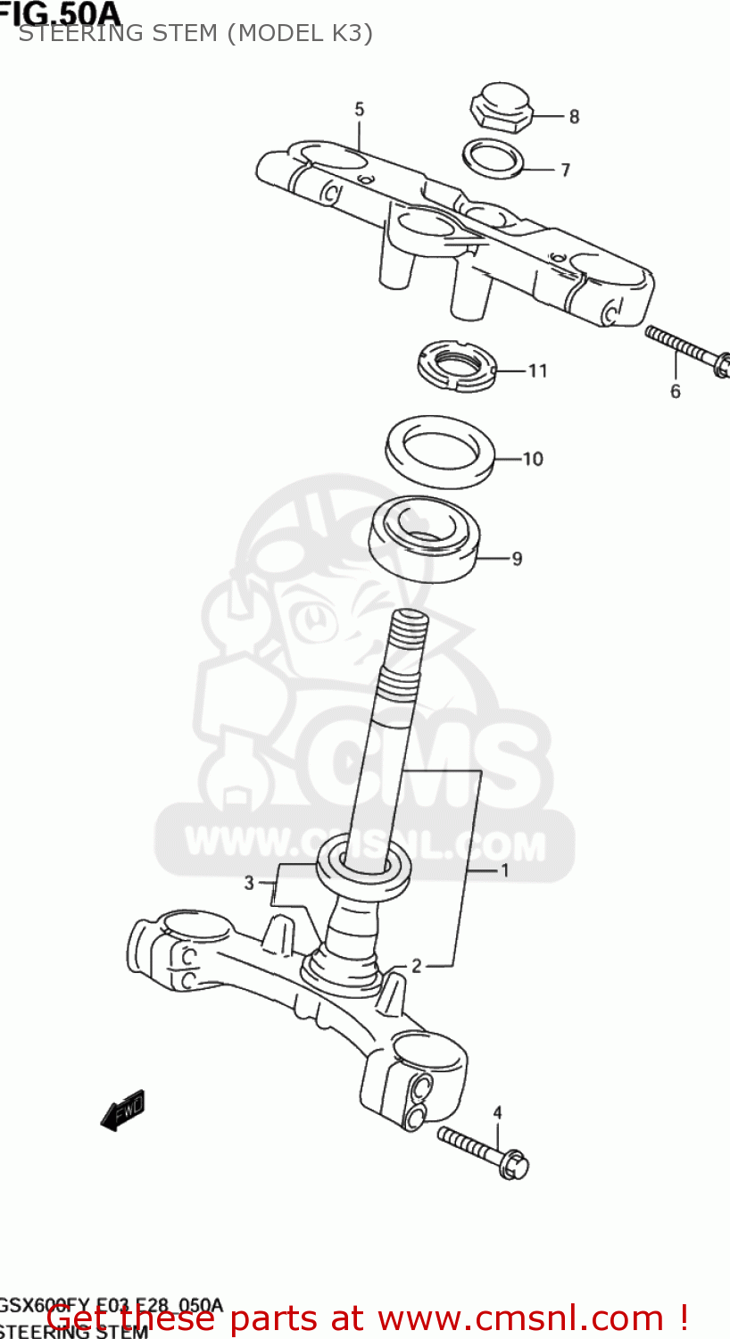 STEERING STEM (MODEL K3) GSX600F KATANA 2003 (K3) USA (E03)