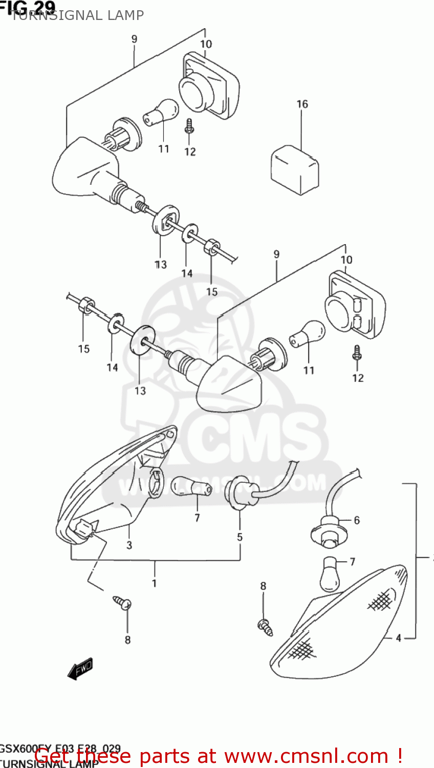 TURNSIGNAL LAMP GSX600F KATANA 2003 (K3) USA (E03)