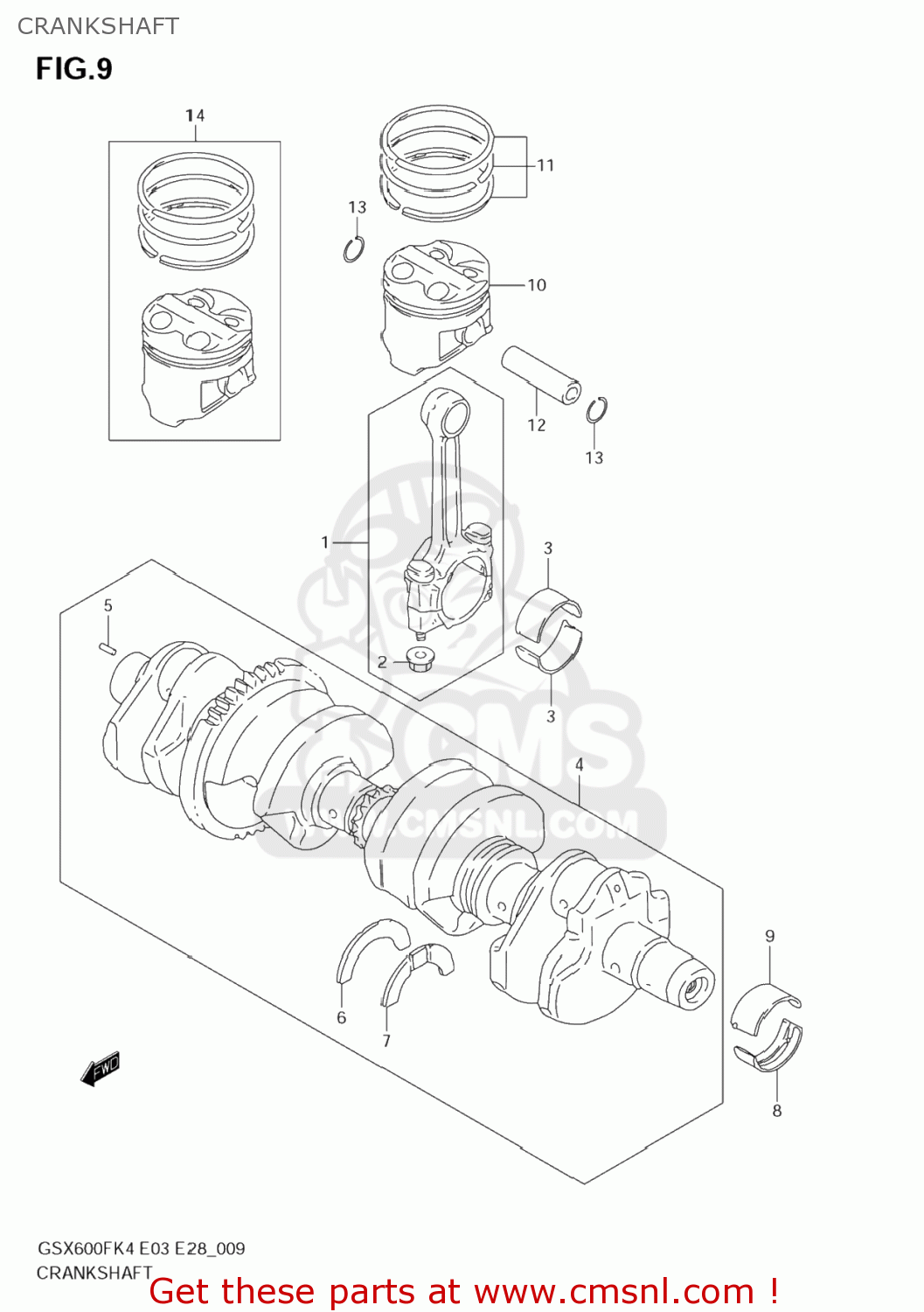 CRANKSHAFT GSX600F KATANA 2004 (K4) USA (E03)