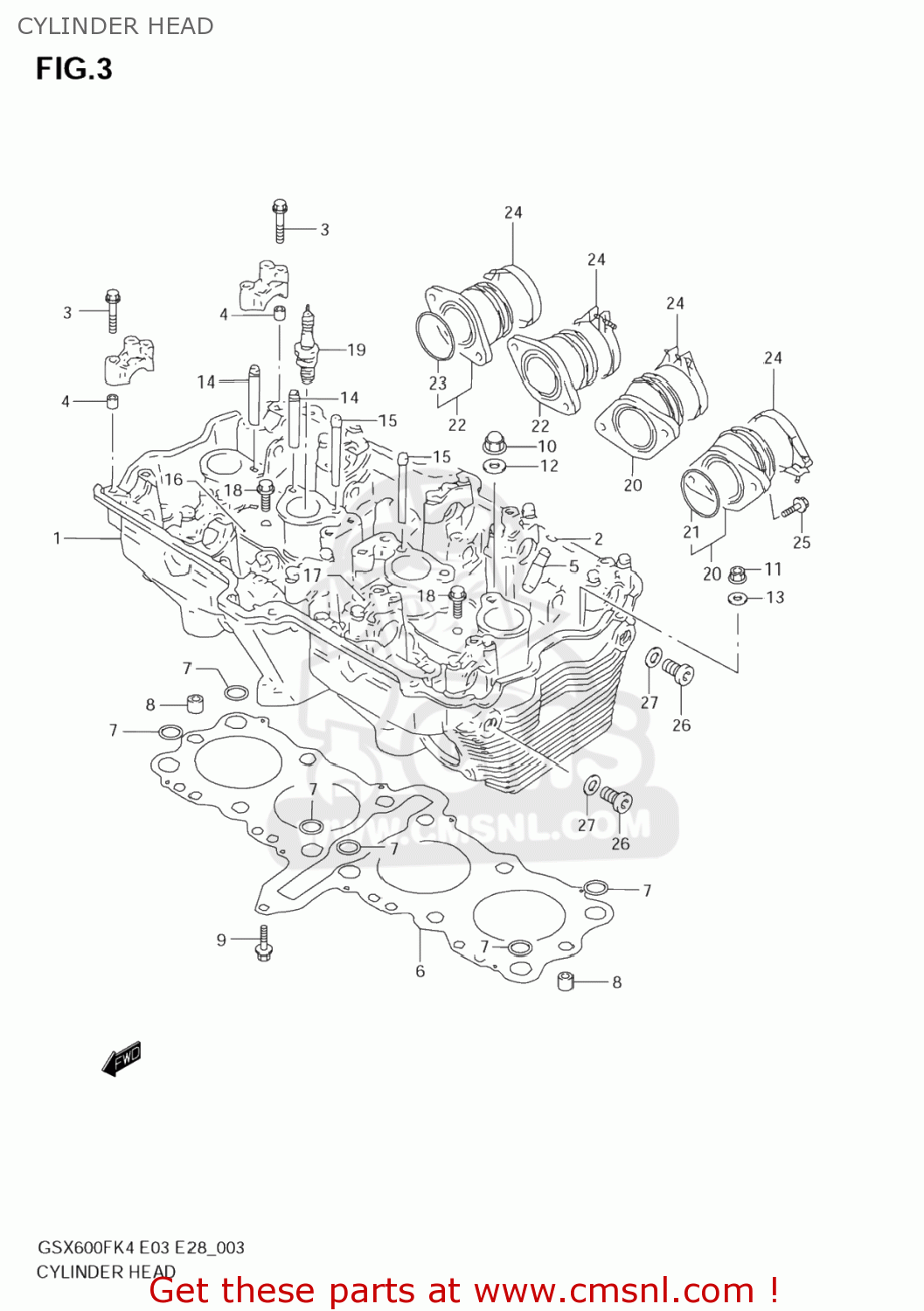 CYLINDER HEAD GSX600F KATANA 2004 (K4) USA (E03)