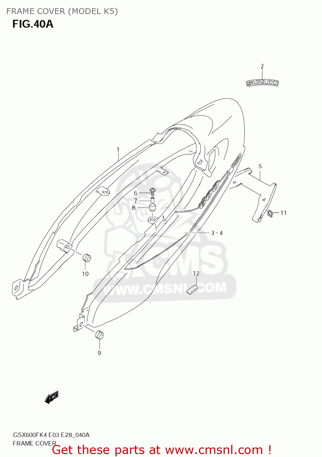 FRAME COVER (MODEL K5) GSX600F KATANA 2004 (K4) USA (E03)