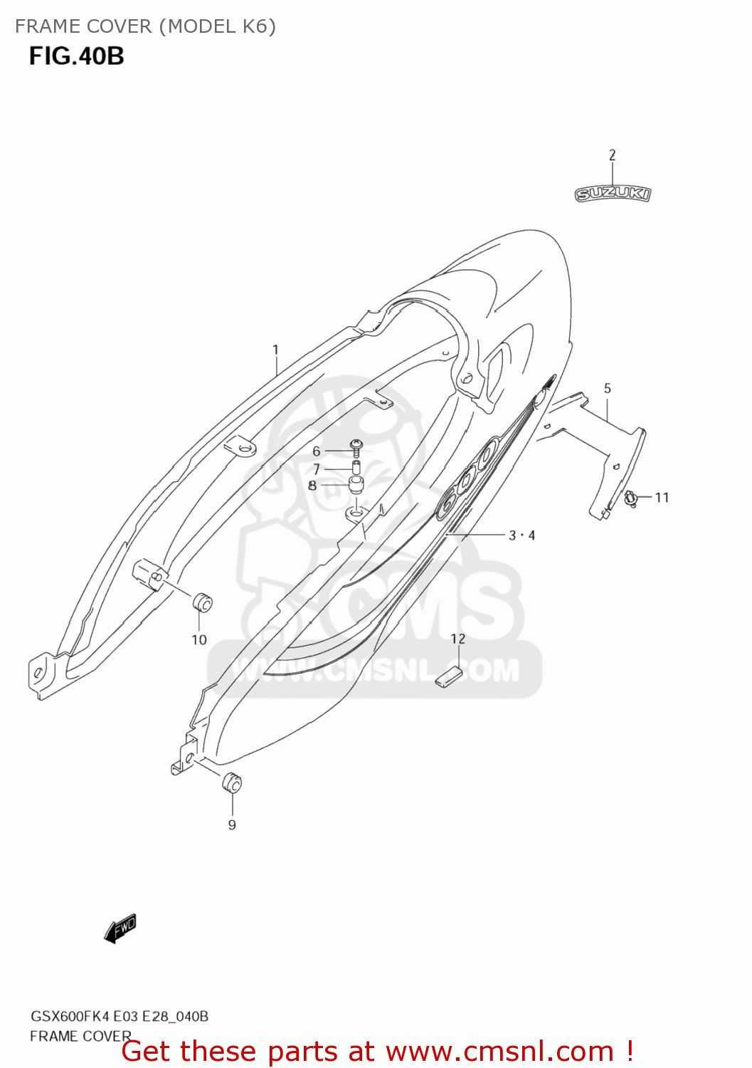 FRAME COVER (MODEL K6) GSX600F KATANA 2004 (K4) USA (E03)