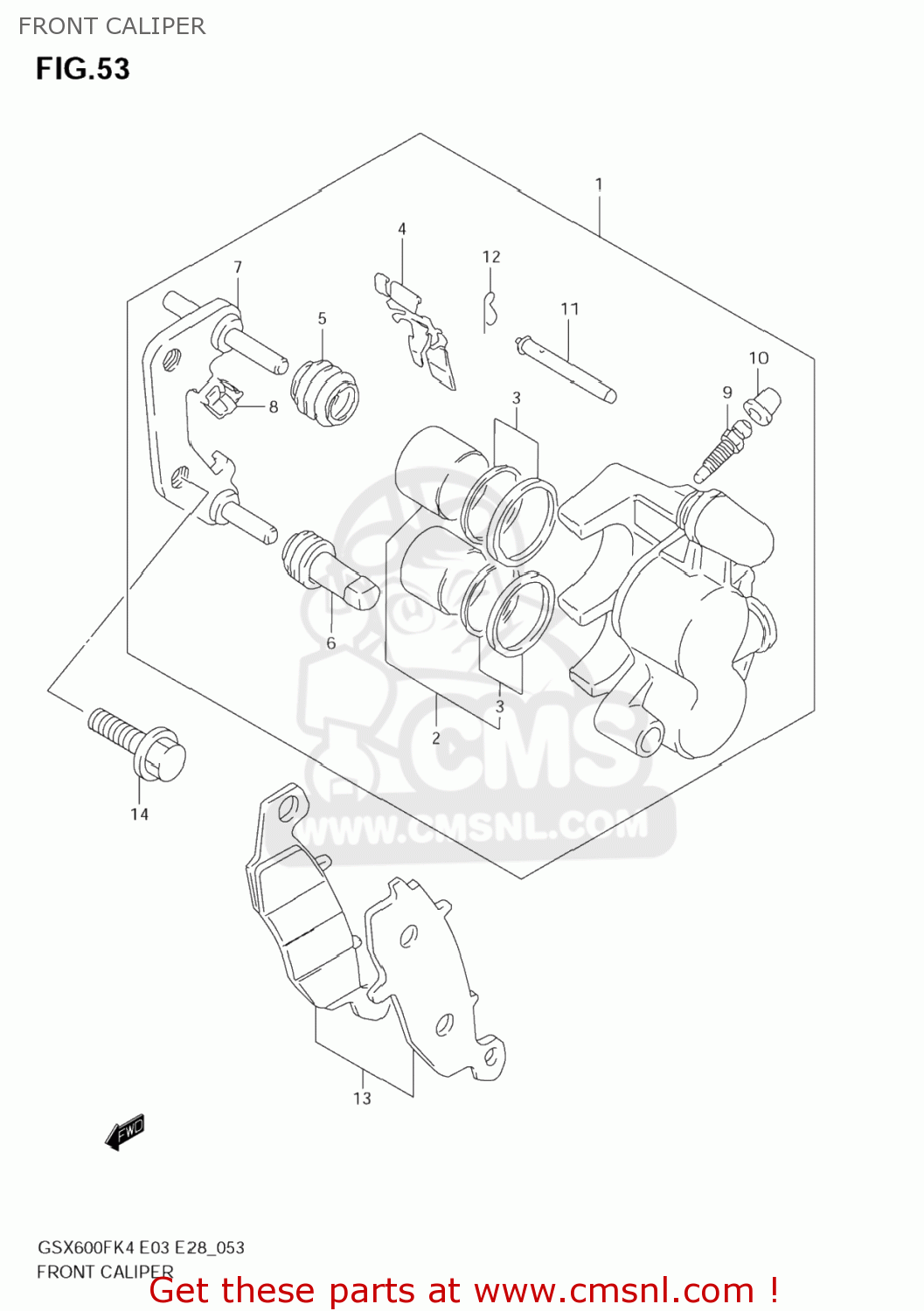 FRONT CALIPER GSX600F KATANA 2004 (K4) USA (E03)