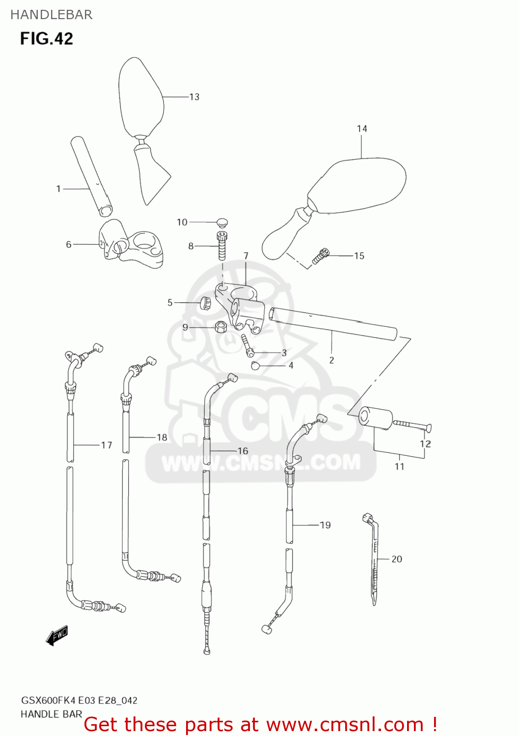 HANDLEBAR GSX600F KATANA 2004 (K4) USA (E03)
