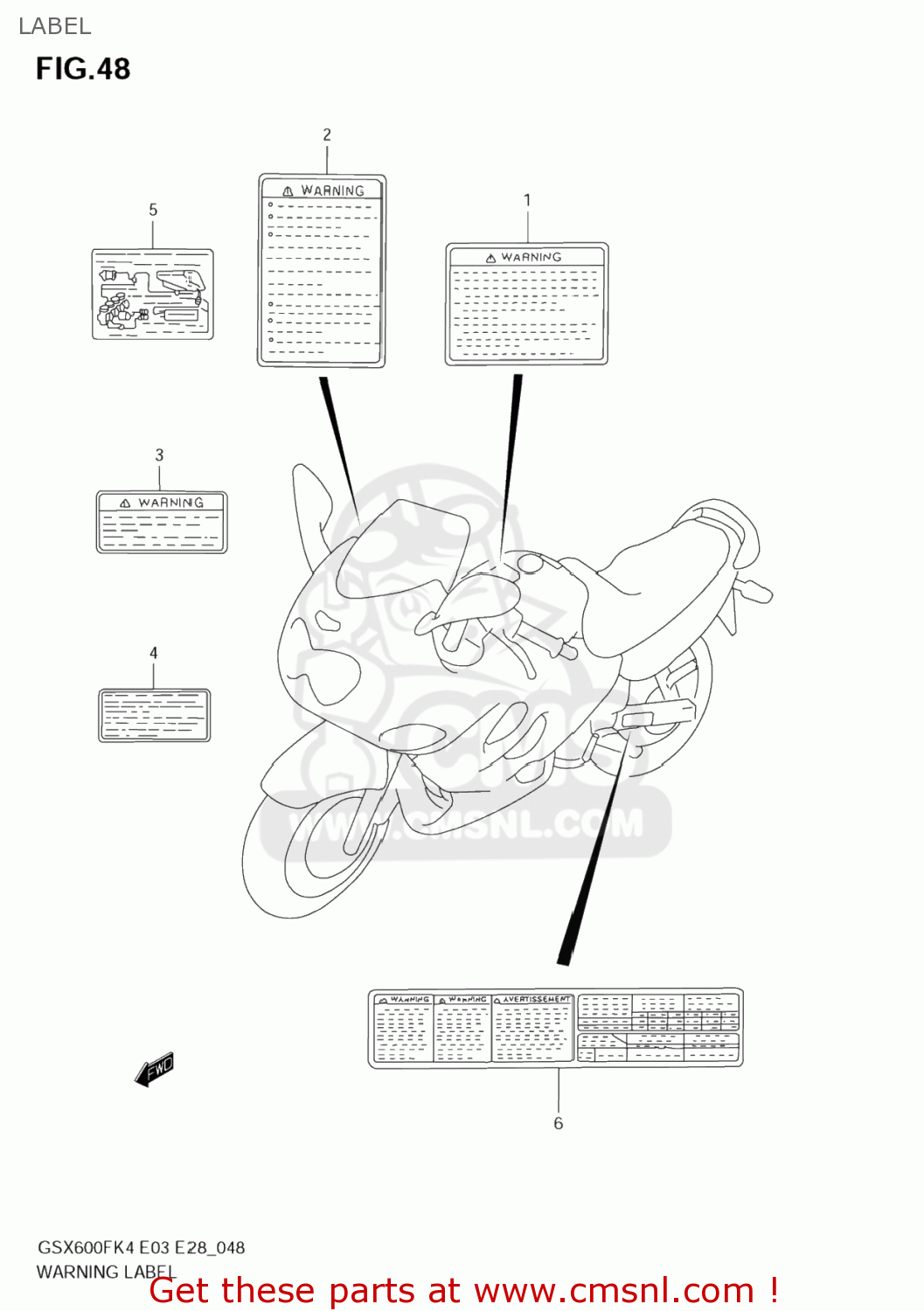 LABEL GSX600F KATANA 2004 (K4) USA (E03)