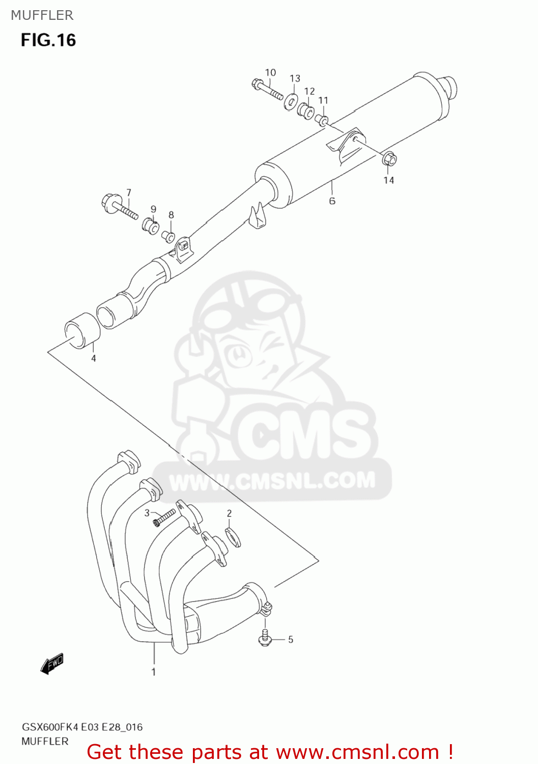 MUFFLER GSX600F KATANA 2004 (K4) USA (E03)