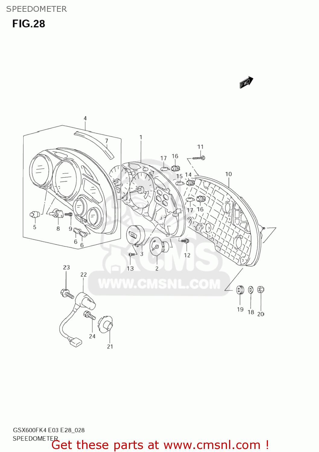 SPEEDOMETER GSX600F KATANA 2004 (K4) USA (E03)