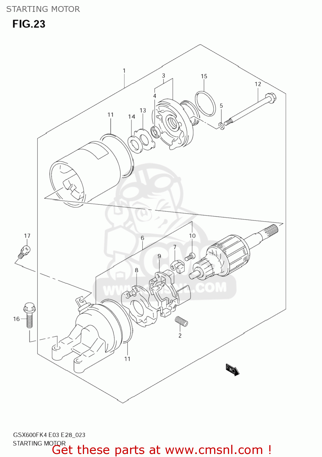 STARTING MOTOR GSX600F KATANA 2004 (K4) USA (E03)