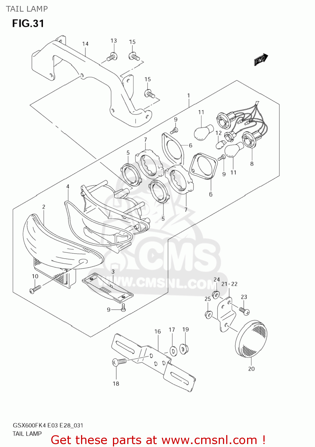 TAIL LAMP GSX600F KATANA 2004 (K4) USA (E03)