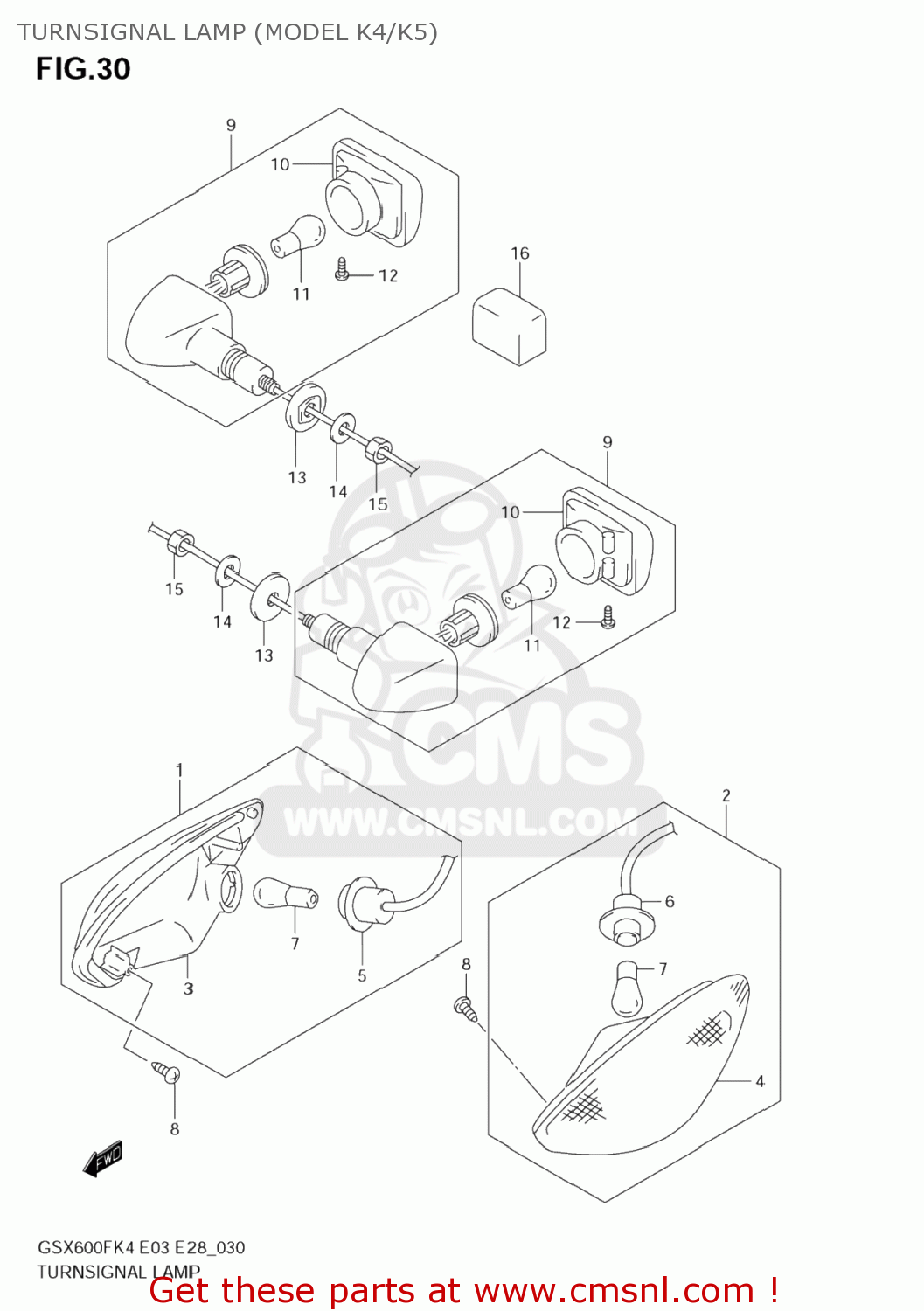TURNSIGNAL LAMP (MODEL K4/K5) GSX600F KATANA 2004 (K4) USA (E03)