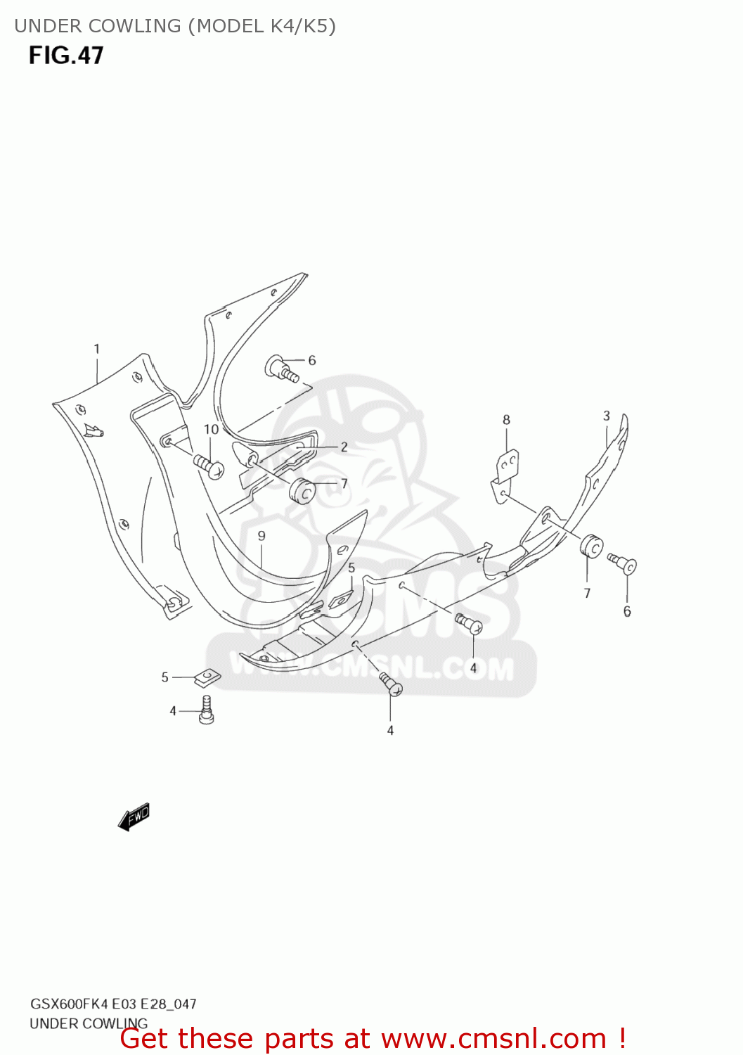 UNDER COWLING (MODEL K4/K5) GSX600F KATANA 2004 (K4) USA (E03)