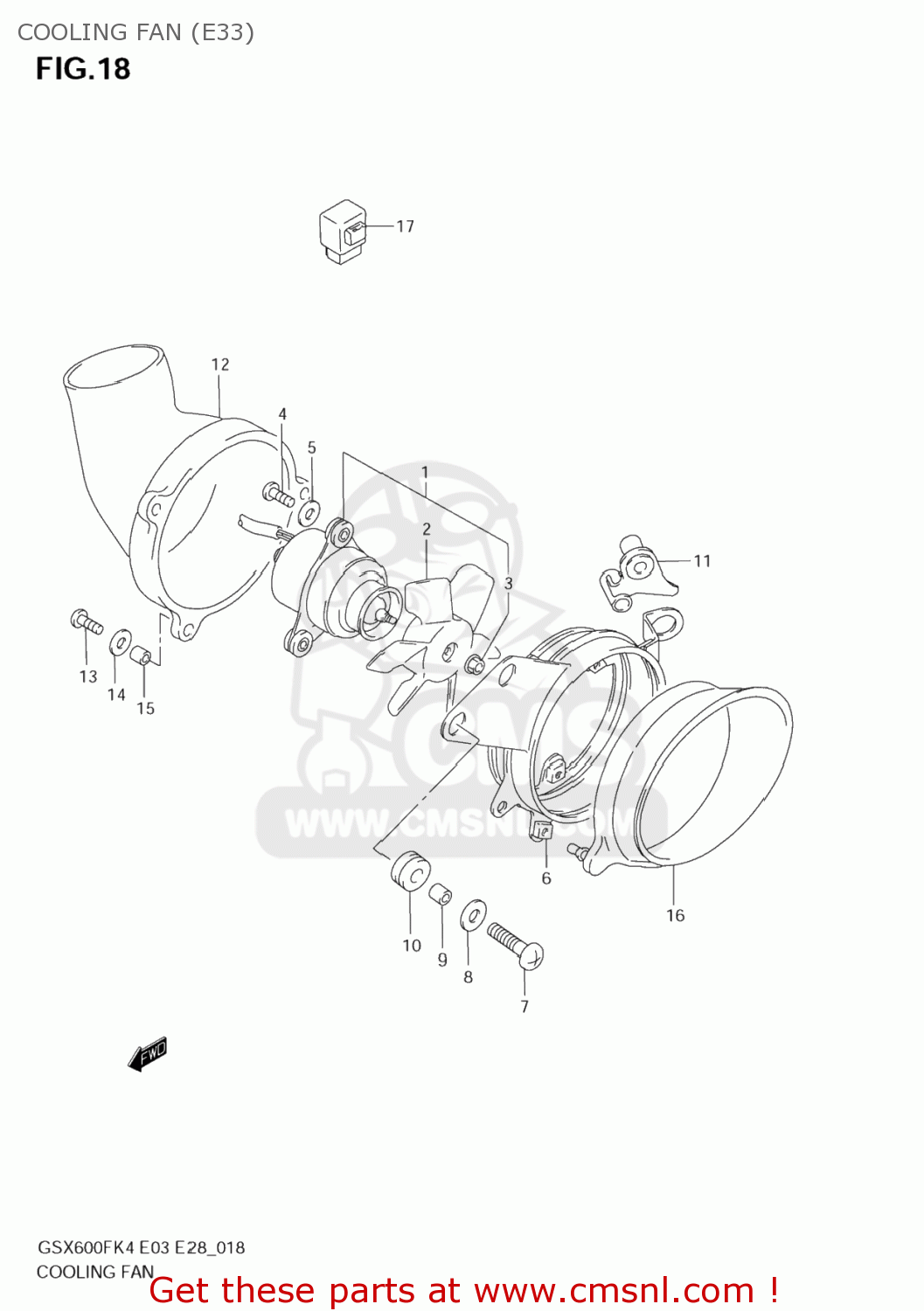 COOLING FAN (E33) GSX600F KATANA 2005 (K5) USA (E03)
