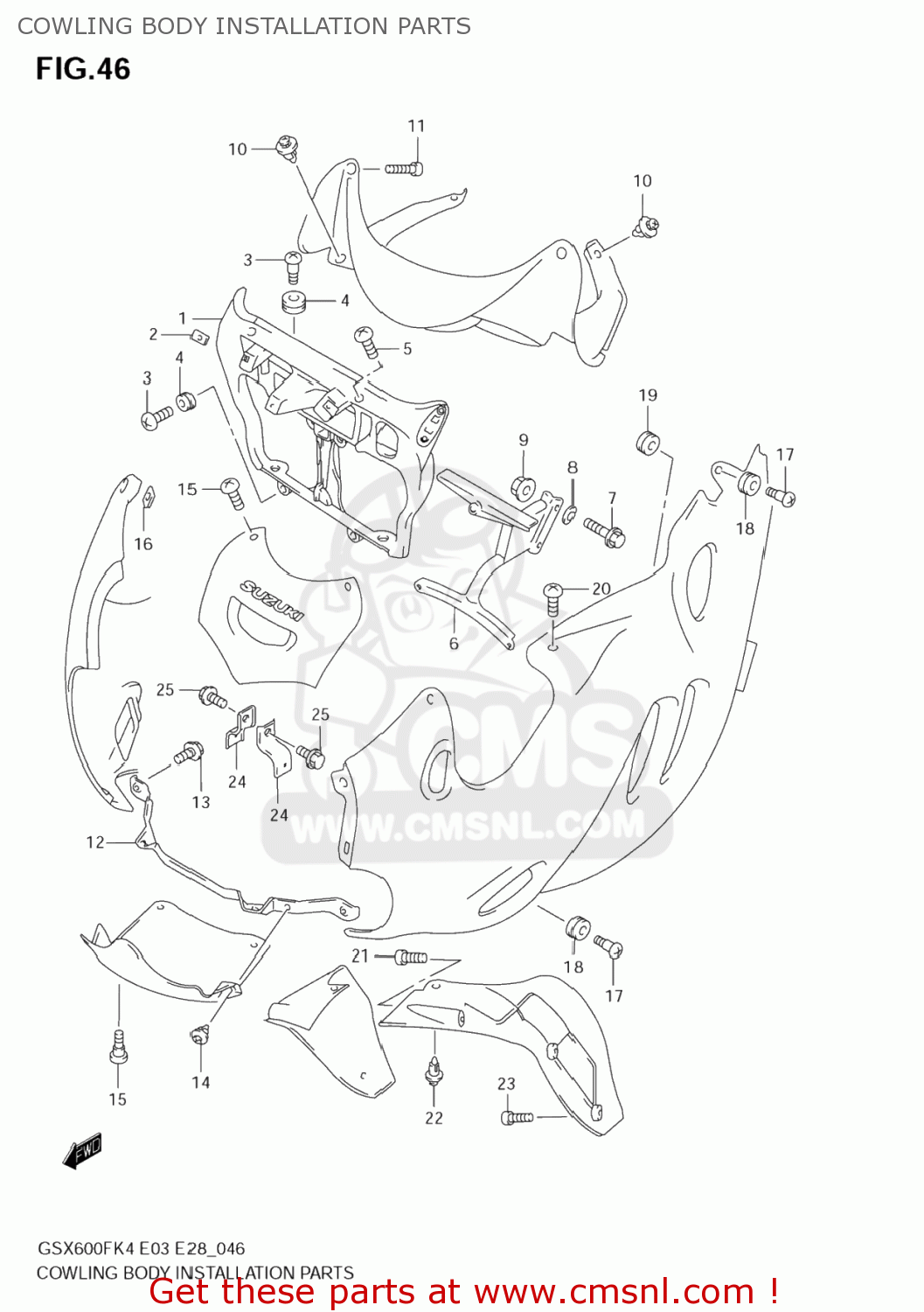 COWLING BODY INSTALLATION PARTS GSX600F KATANA 2005 (K5) USA (E03)
