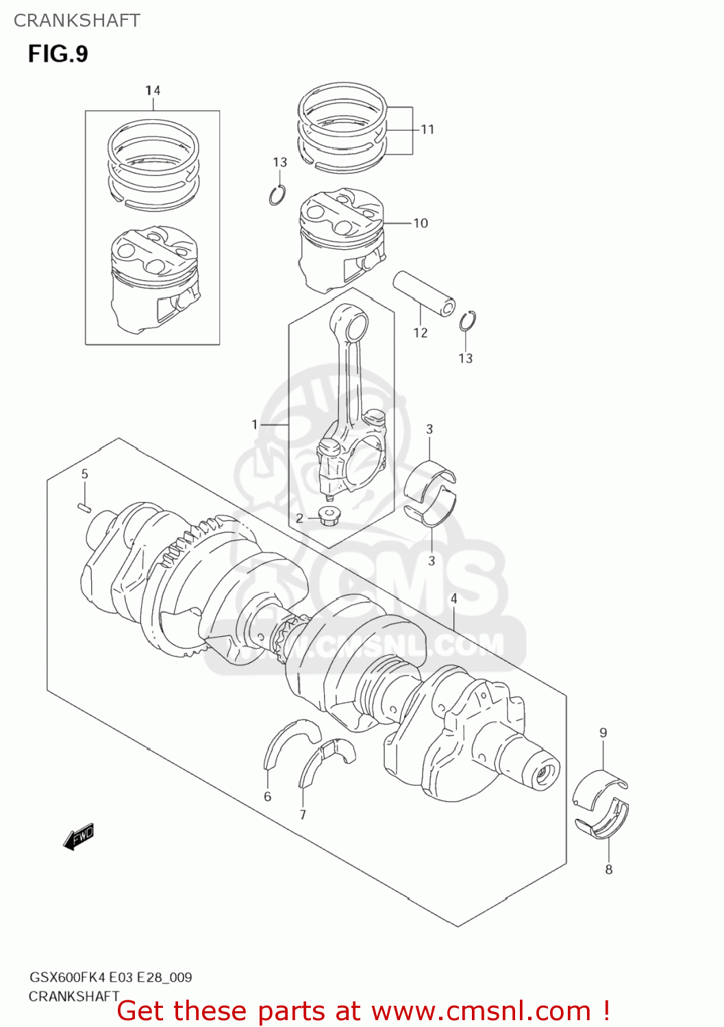 CRANKSHAFT GSX600F KATANA 2005 (K5) USA (E03)