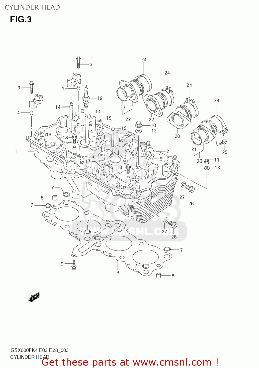 CYLINDER HEAD GSX600F KATANA 2005 (K5) USA (E03)