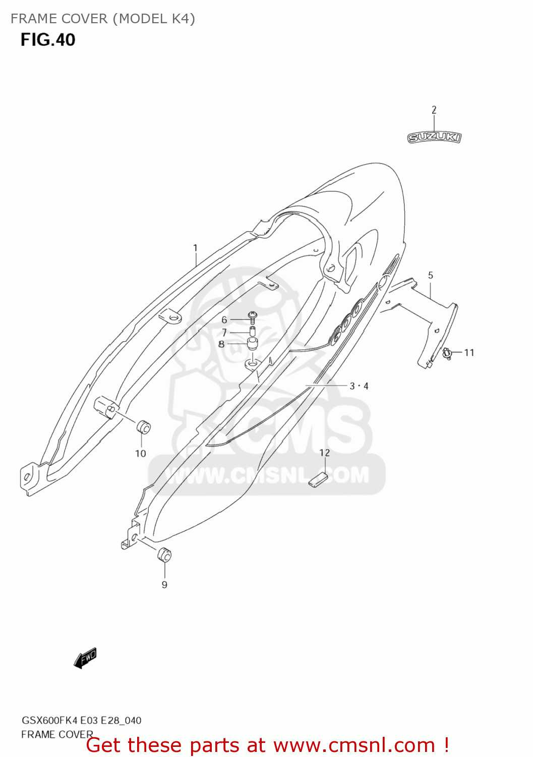 FRAME COVER (MODEL K4) GSX600F KATANA 2005 (K5) USA (E03)