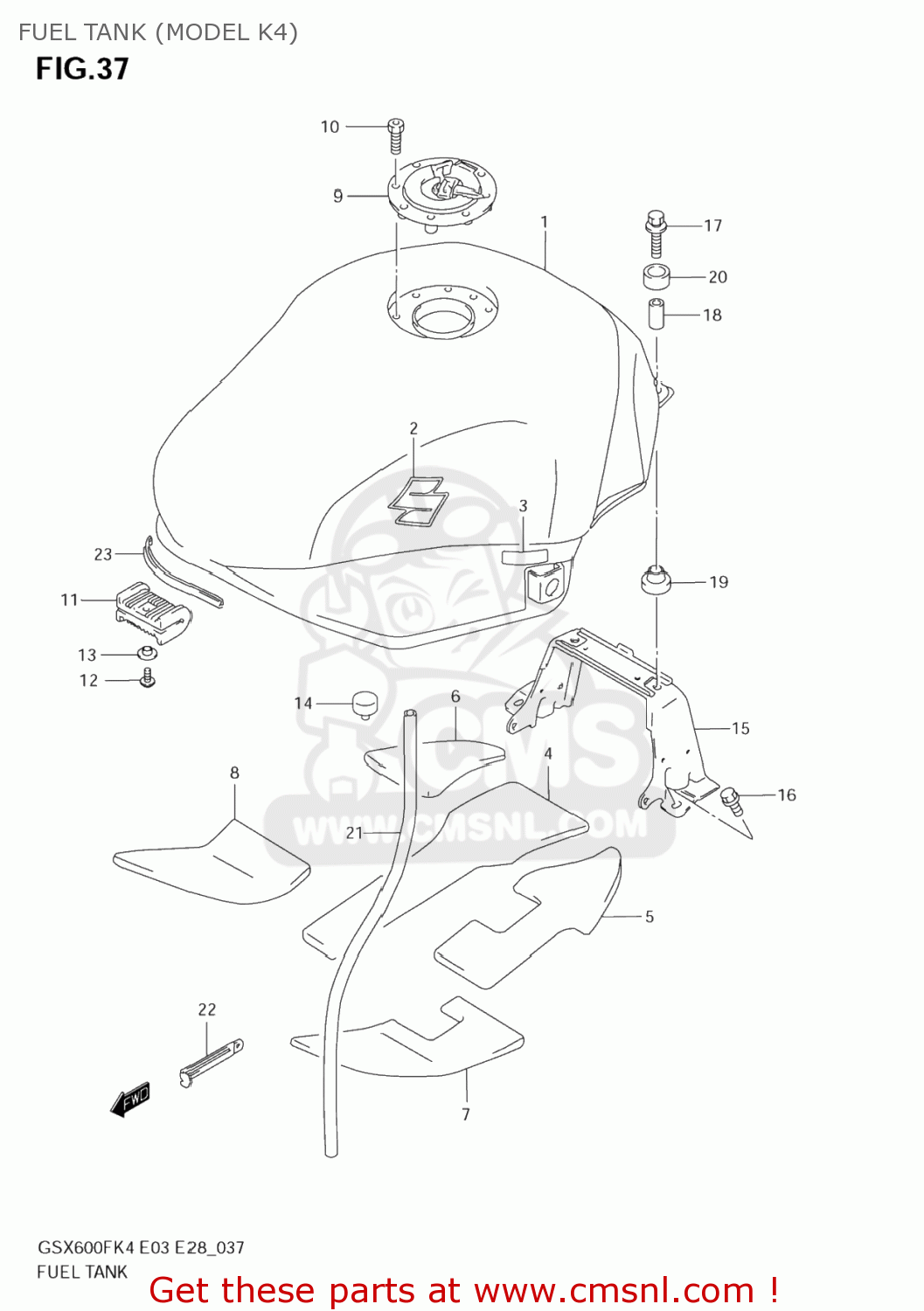 FUEL TANK (MODEL K4) GSX600F KATANA 2005 (K5) USA (E03)