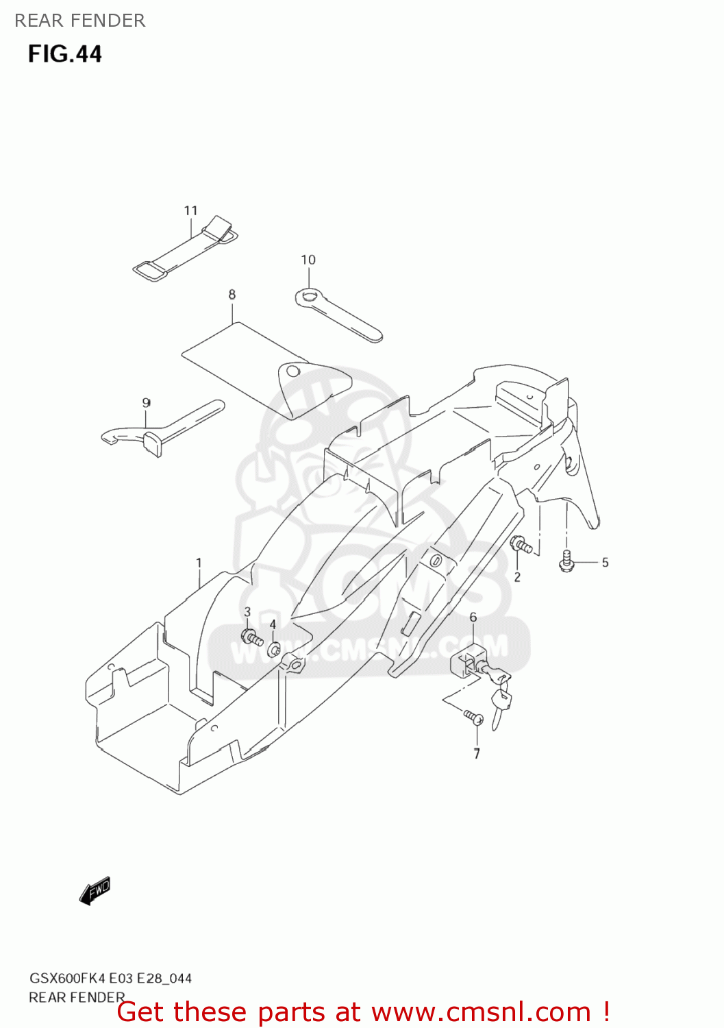 REAR FENDER GSX600F KATANA 2005 (K5) USA (E03)
