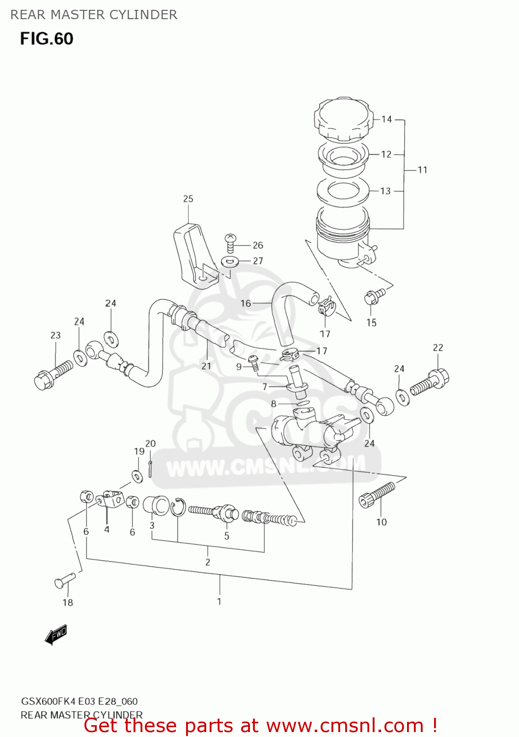 REAR MASTER CYLINDER GSX600F KATANA 2005 (K5) USA (E03)