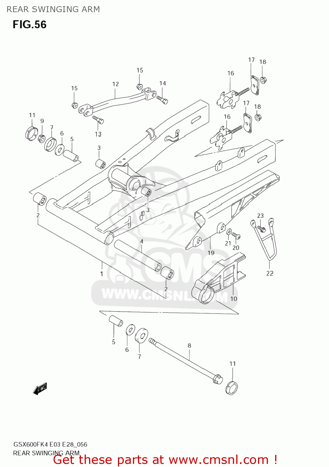 REAR SWINGING ARM GSX600F KATANA 2005 (K5) USA (E03)