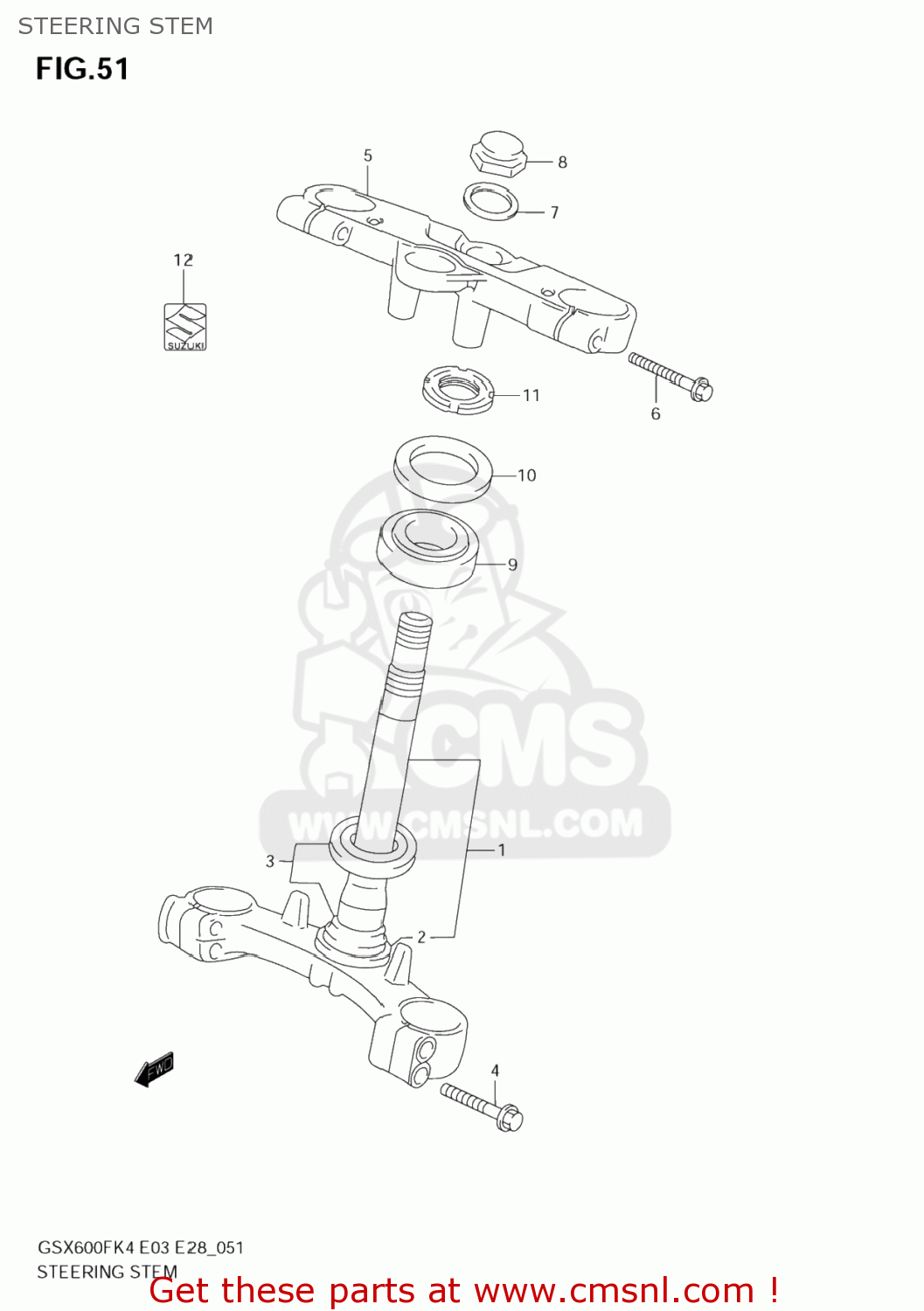 STEERING STEM GSX600F KATANA 2005 (K5) USA (E03)