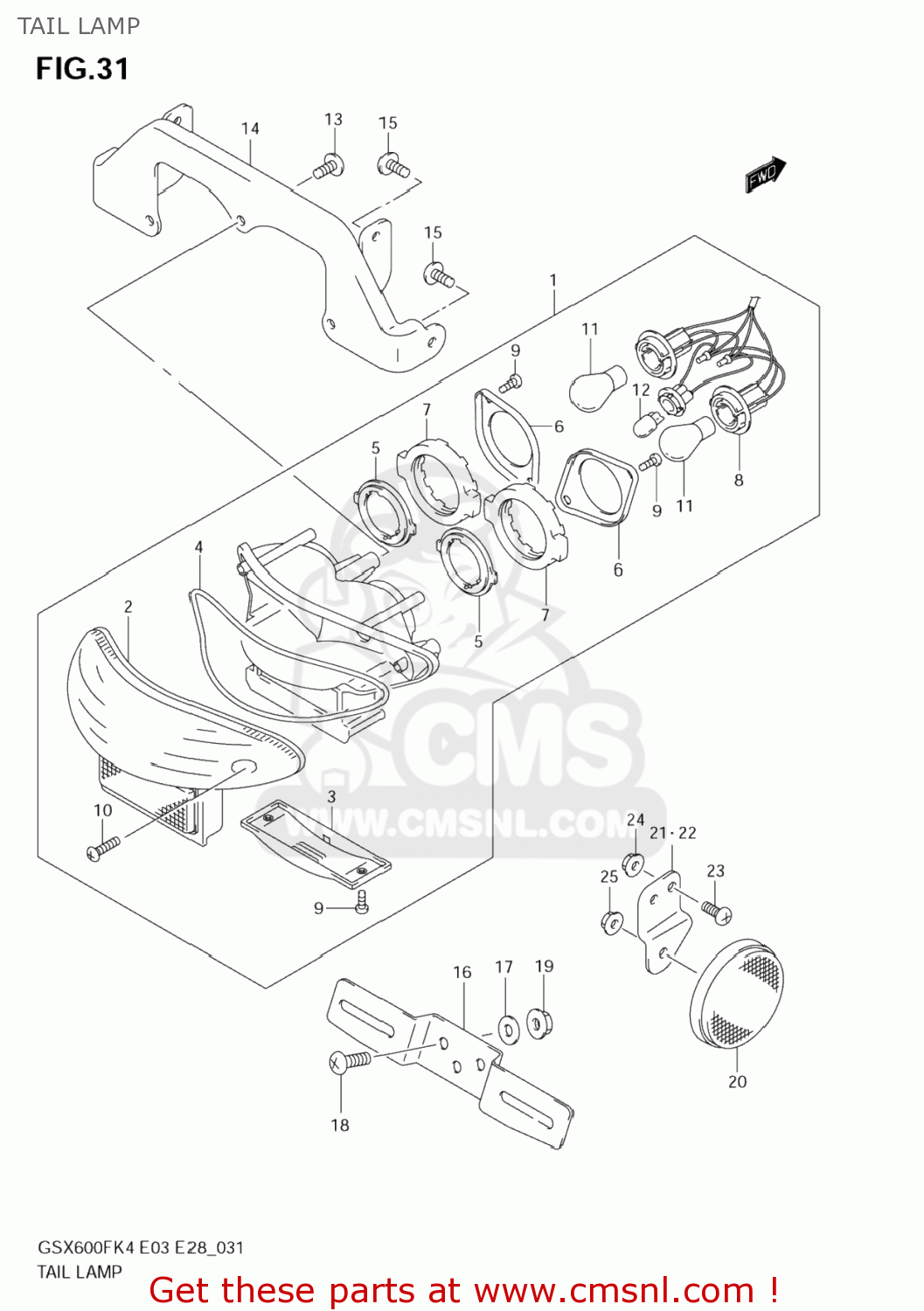 TAIL LAMP GSX600F KATANA 2005 (K5) USA (E03)